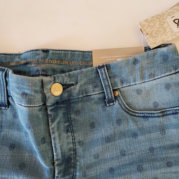 New Chicos SOFT Slimming Blue Dotted Girlfriend Crop Jeans Size 4 - Picture 2 of 4